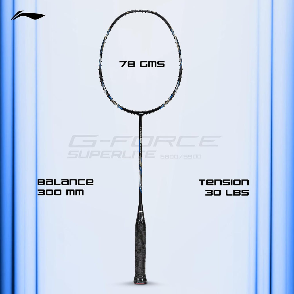 Li-Ning G-Force 5k Superlite Badminton Racket with Full Cover | 78 Grams | Max Tension : ≤30 lbs | Enhanced Control, Fast Swing Speed & Aero Frame Tech