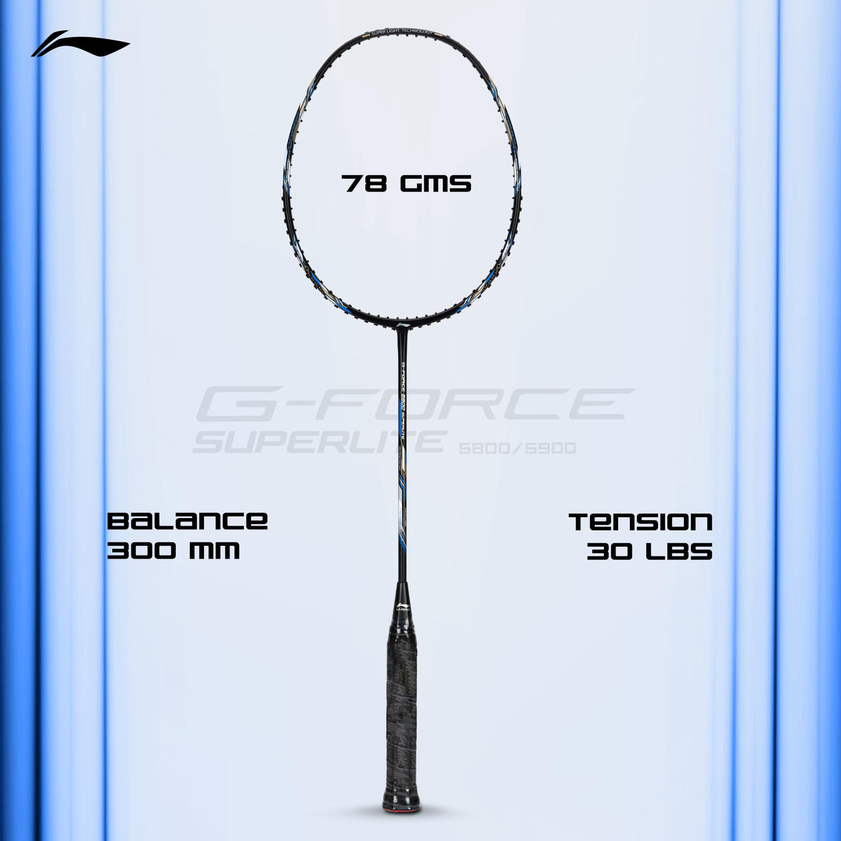 Li-Ning G-Force 5k Superlite Badminton Racket with Full Cover | 78 Grams | Max Tension : ≤30 lbs | Enhanced Control, Fast Swing Speed & Aero Frame Tech