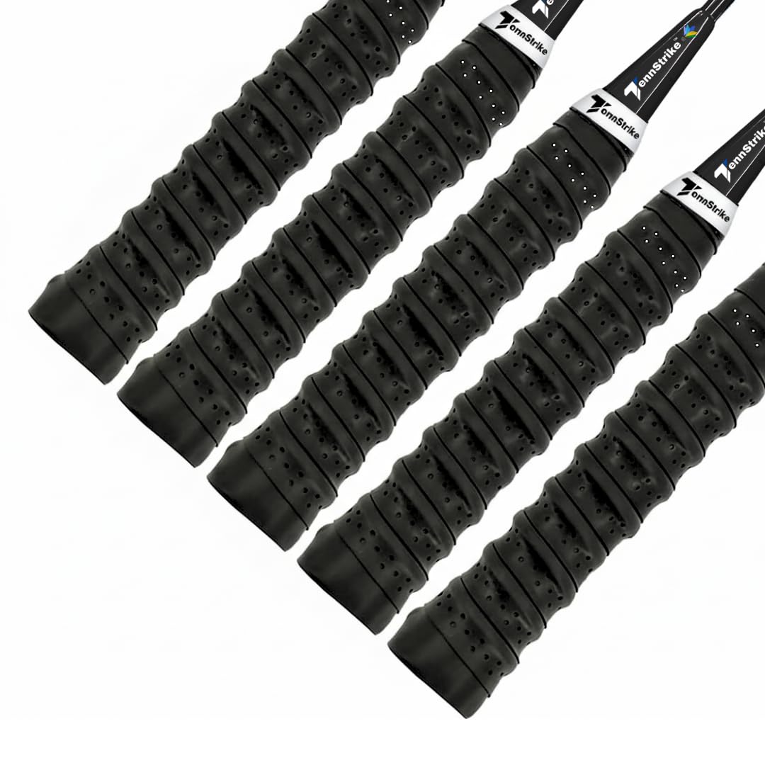Perforated Anti-Slip Racket Grip Tape – Pack of 5 (Multi-Color) | Overgrip for Tennis, Badminton, Squash & Pickleball | Sweat-Absorbent Foam Cushion Grip