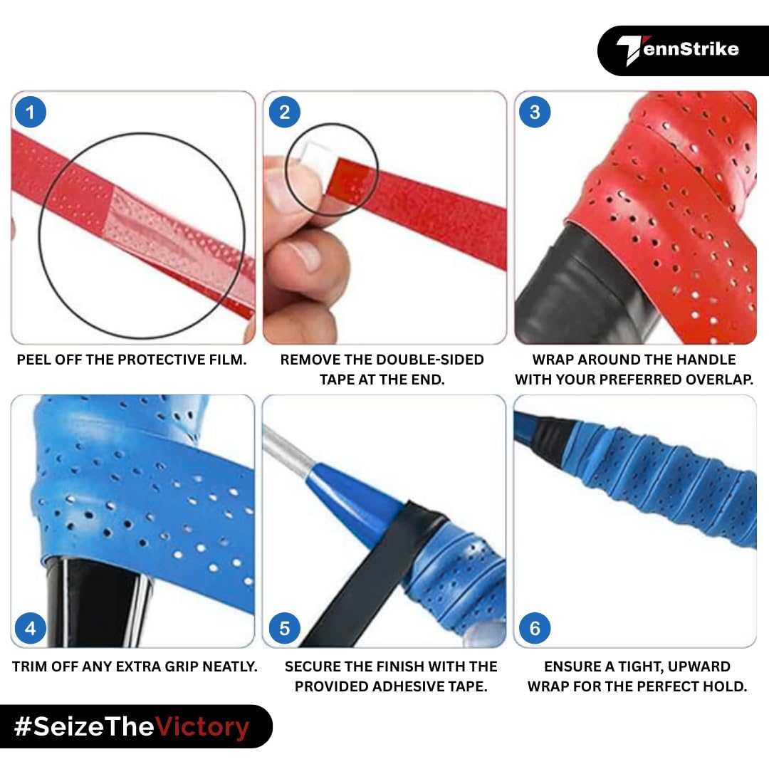 Perforated Anti-Slip Racket Grip Tape – Pack of 5 (Multi-Color) | Overgrip for Tennis, Badminton, Squash & Pickleball | Sweat-Absorbent Foam Cushion Grip