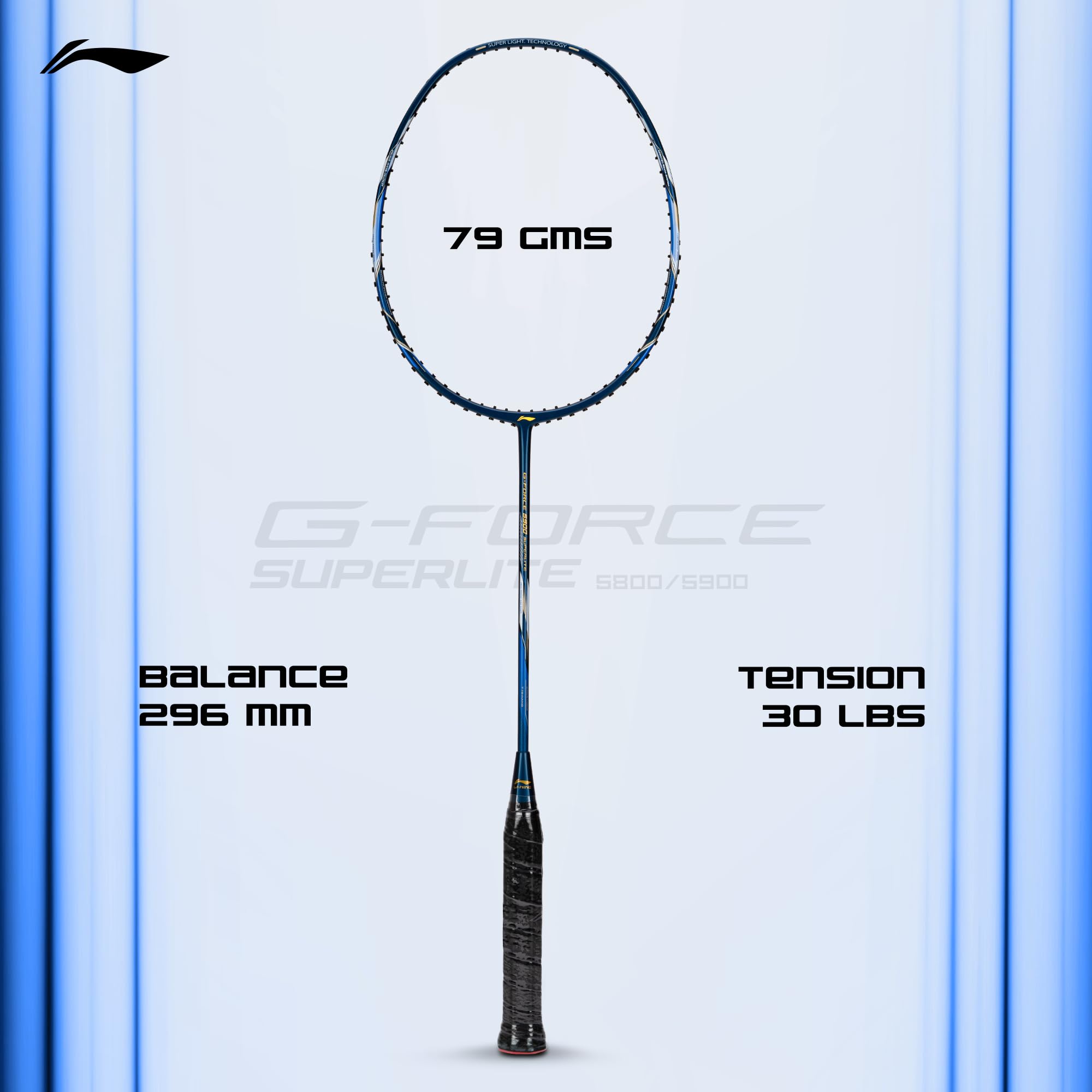 Li-Ning G-Force 5k Superlite Badminton Racket with Full Cover | 78 Grams | Max Tension : ≤30 lbs | Enhanced Control, Fast Swing Speed & Aero Frame Tech