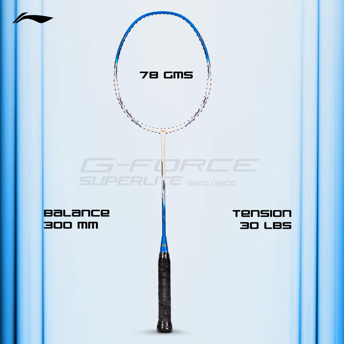 Li-Ning G-Force 5k Superlite Badminton Racket with Full Cover | 78 Grams | Max Tension : ≤30 lbs | Enhanced Control, Fast Swing Speed & Aero Frame Tech
