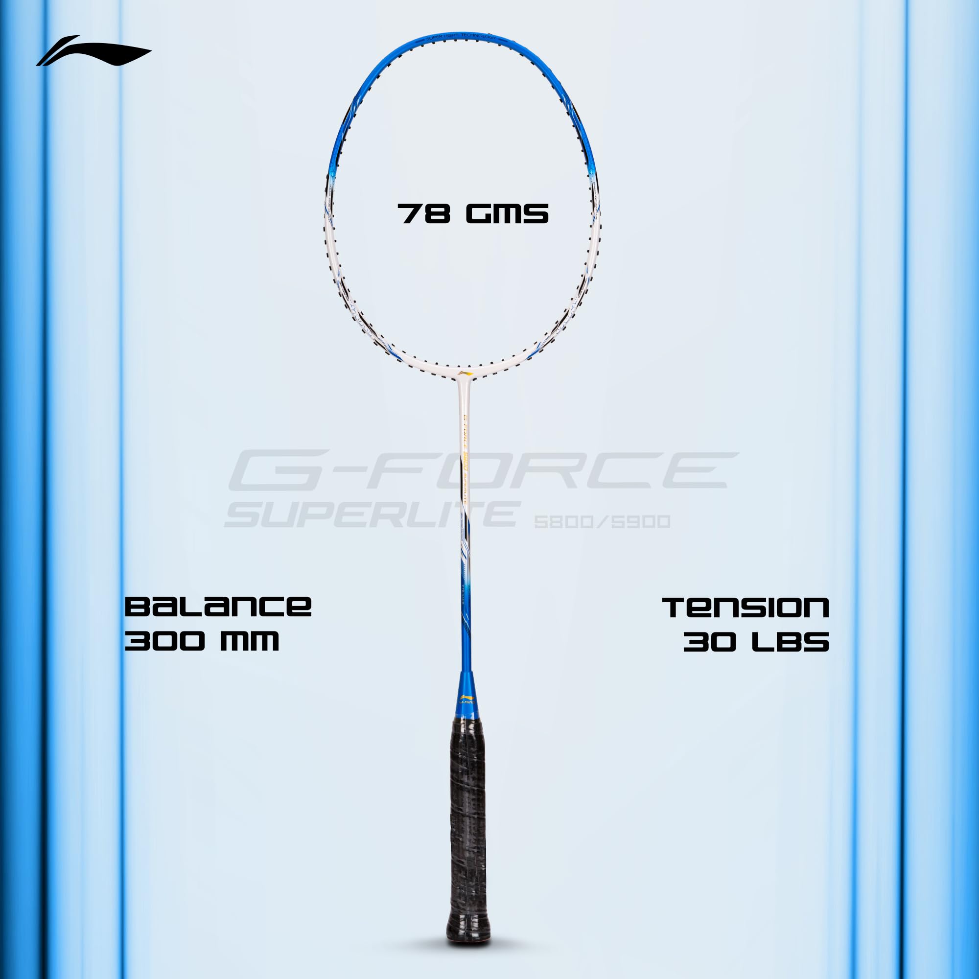 Li-Ning G-Force 5k Superlite Badminton Racket with Full Cover | 78 Grams | Max Tension : ≤30 lbs | Enhanced Control, Fast Swing Speed & Aero Frame Tech