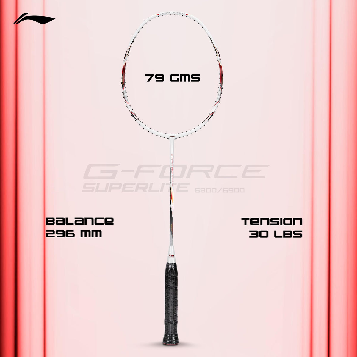 Li-Ning G-Force 5k Superlite Badminton Racket with Full Cover | 78 Grams | Max Tension : ≤30 lbs | Enhanced Control, Fast Swing Speed & Aero Frame Tech
