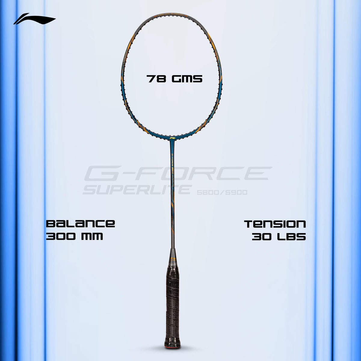 Li-Ning G-Force 5k Superlite Badminton Racket with Full Cover | 78 Grams | Max Tension : ≤30 lbs | Enhanced Control, Fast Swing Speed & Aero Frame Tech