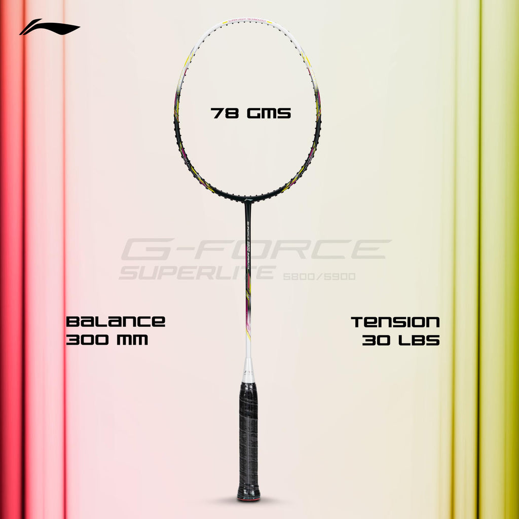 Li-Ning G-Force 5k Superlite Badminton Racket with Full Cover | 78 Grams | Max Tension : ≤30 lbs | Enhanced Control, Fast Swing Speed & Aero Frame Tech