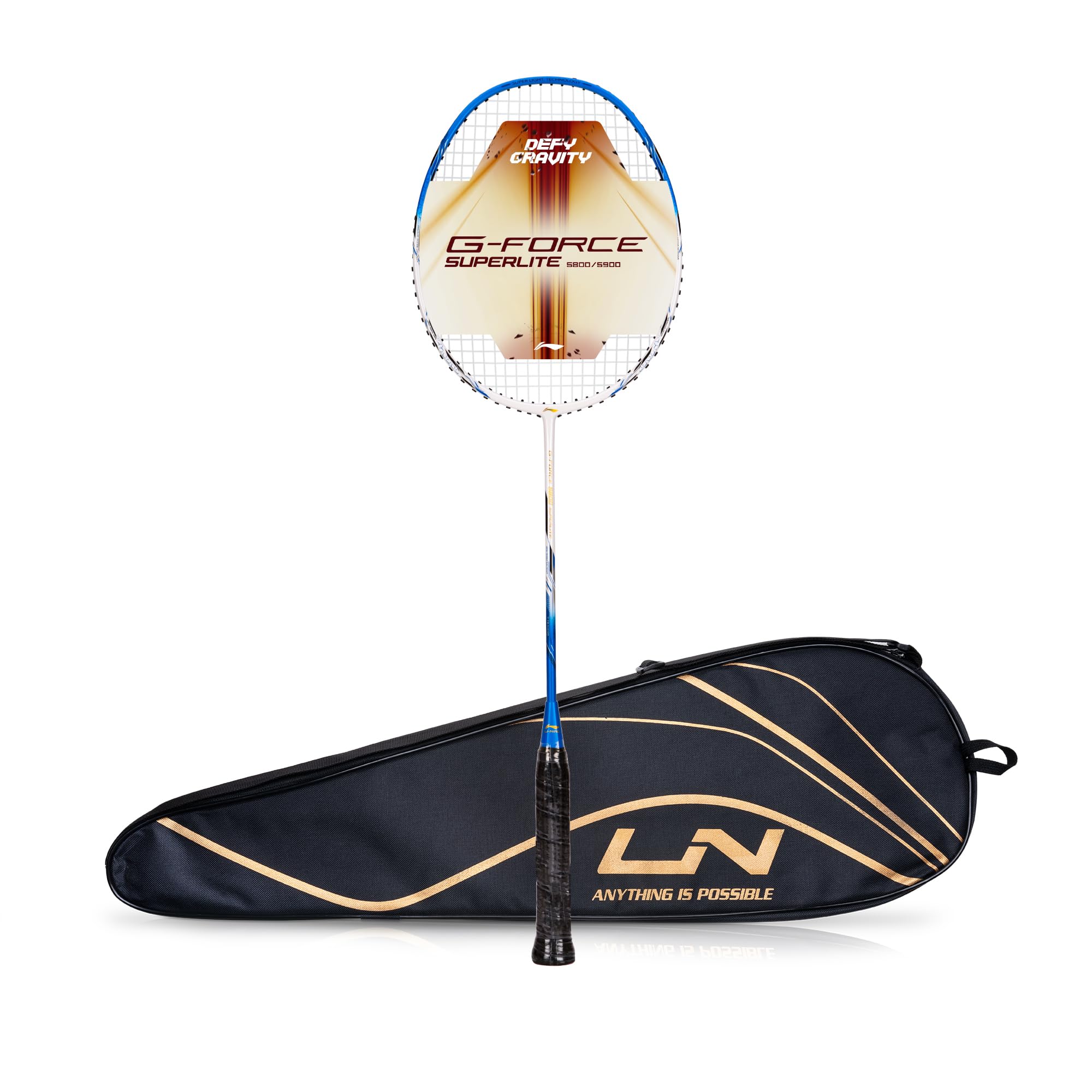 Li-Ning G-Force 5k Superlite Badminton Racket with Full Cover | 78 Grams | Max Tension : ≤30 lbs | Enhanced Control, Fast Swing Speed & Aero Frame Tech