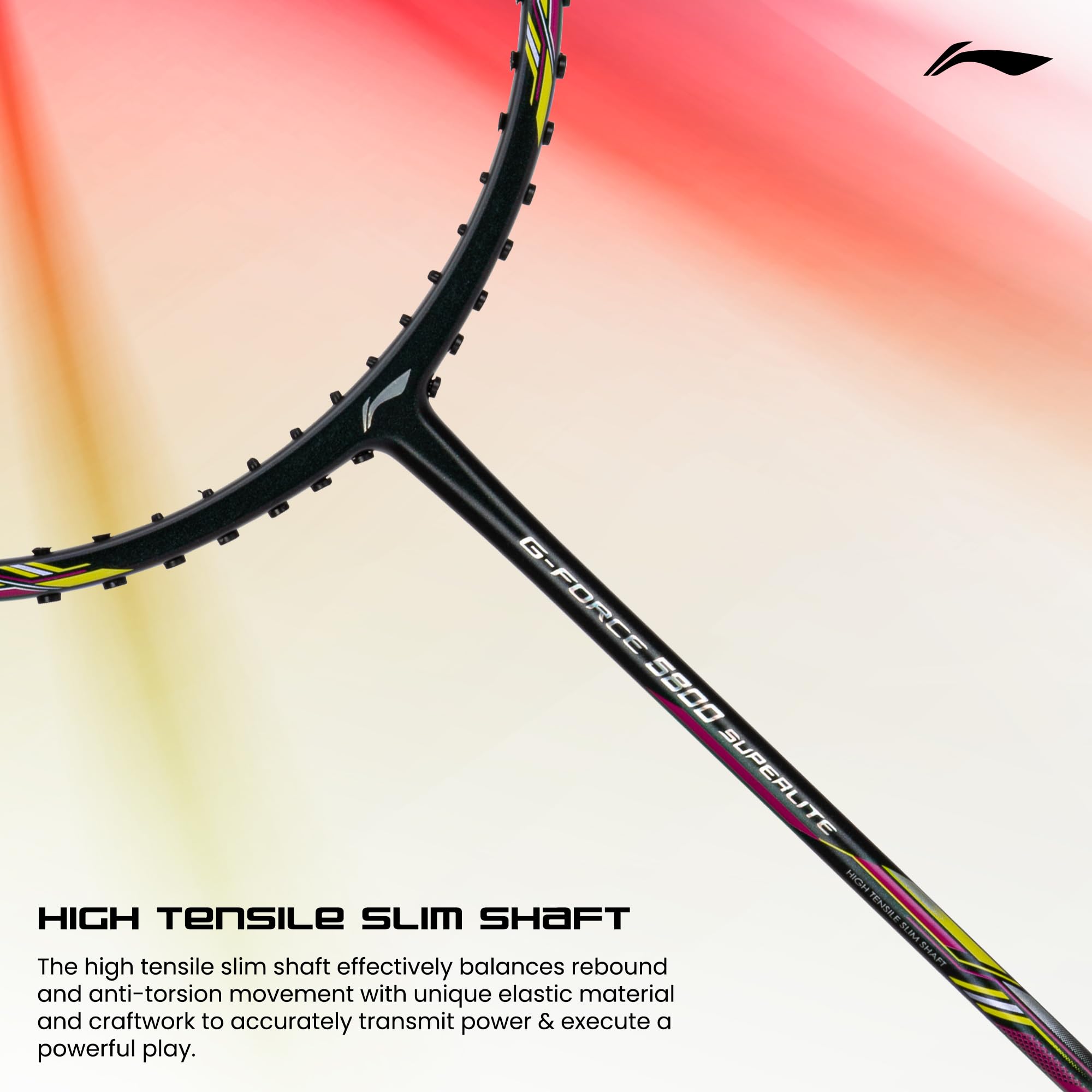 Li-Ning G-Force 5k Superlite Badminton Racket with Full Cover | 78 Grams | Max Tension : ≤30 lbs | Enhanced Control, Fast Swing Speed & Aero Frame Tech