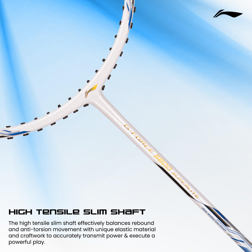 Li-Ning G-Force 5k Superlite Badminton Racket with Full Cover | 78 Grams | Max Tension : ≤30 lbs | Enhanced Control, Fast Swing Speed & Aero Frame Tech