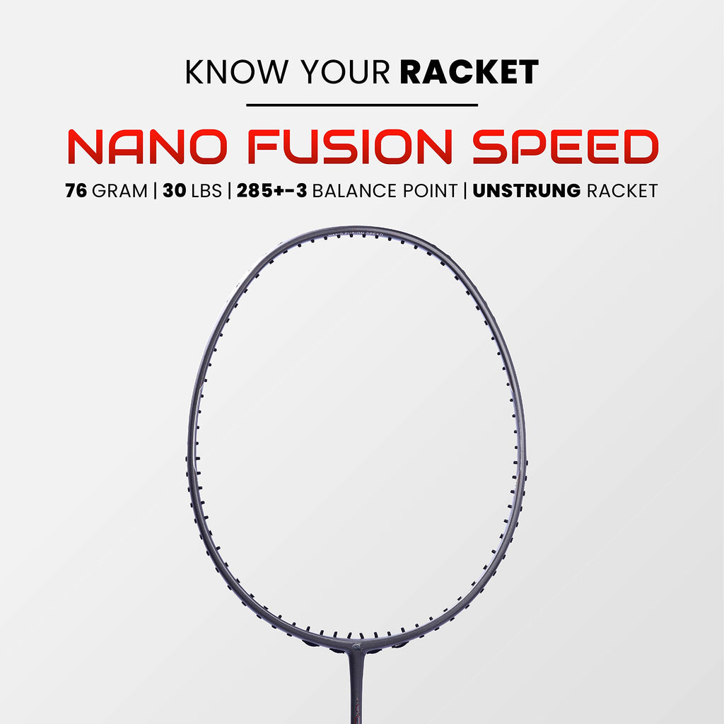 Apacs Nano Fusion Graphite Speed 722, 76g, 30LBS, Ultra Lightweight Unstrung Badminton Racket with Full