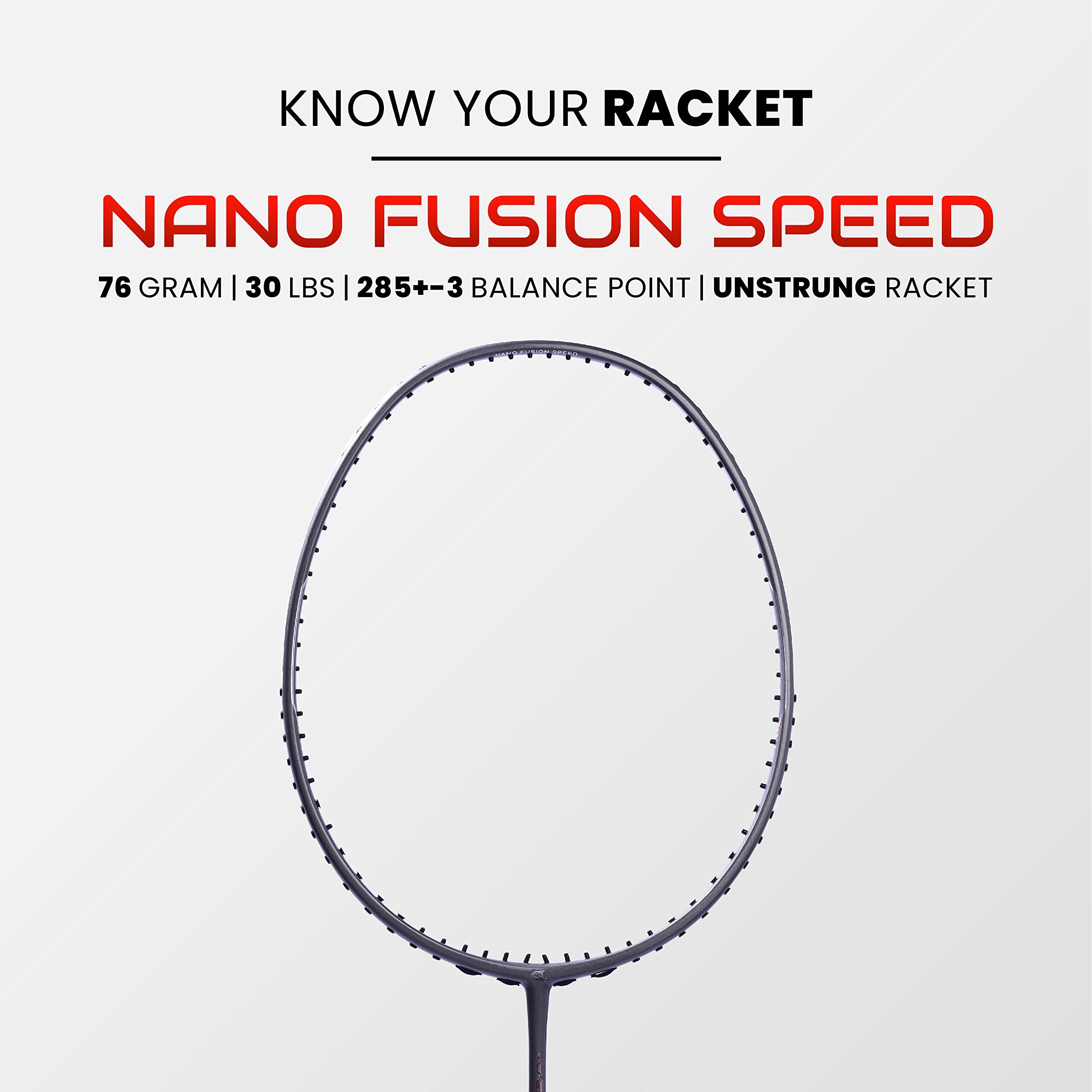Apacs Nano Fusion Graphite Speed 722, 76g, 30LBS, Ultra Lightweight Unstrung Badminton Racket with Full