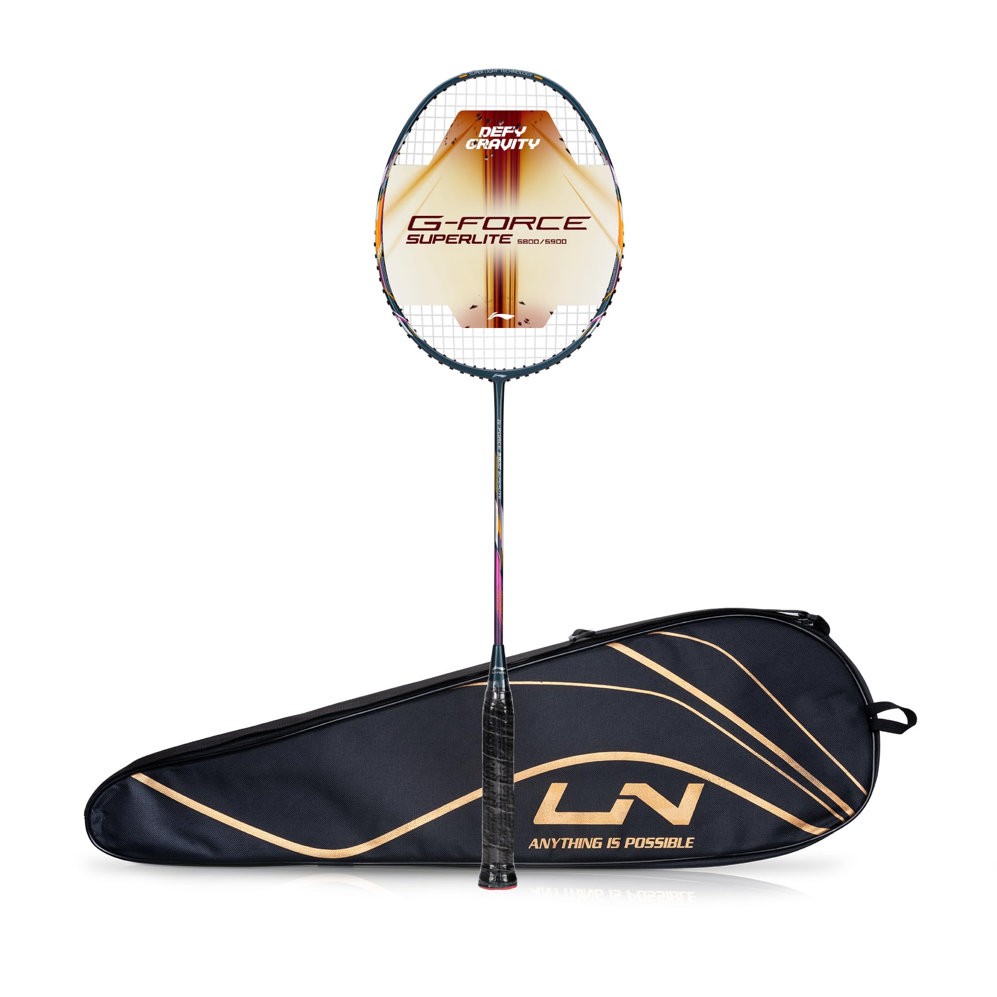 Li-Ning G-Force 5k Superlite Badminton Racket with Full Cover | 78 Grams | Max Tension : ≤30 lbs | Enhanced Control, Fast Swing Speed & Aero Frame Tech