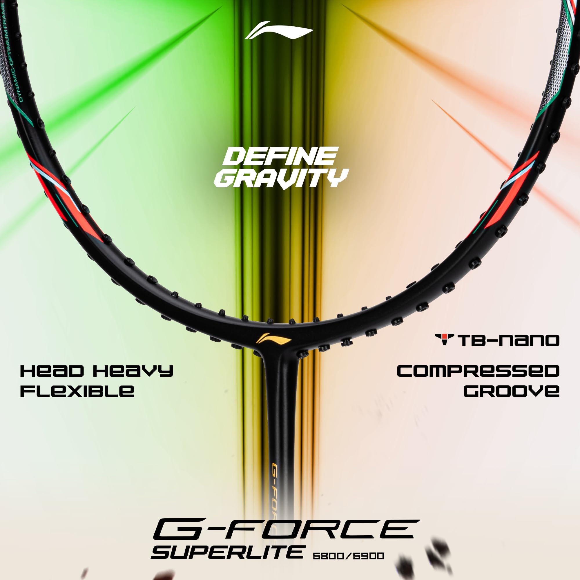 Li-Ning G-Force 5k Superlite Badminton Racket with Full Cover | 78 Grams | Max Tension : ≤30 lbs | Enhanced Control, Fast Swing Speed & Aero Frame Tech