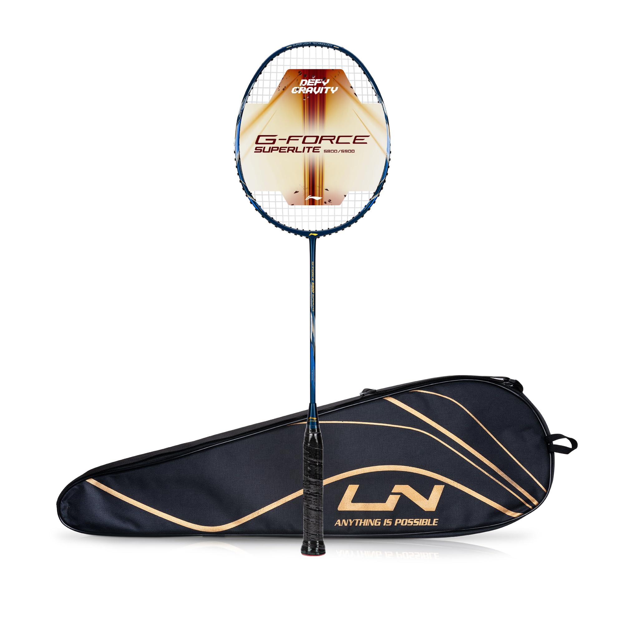 Li-Ning G-Force 5k Superlite Badminton Racket with Full Cover | 78 Grams | Max Tension : ≤30 lbs | Enhanced Control, Fast Swing Speed & Aero Frame Tech