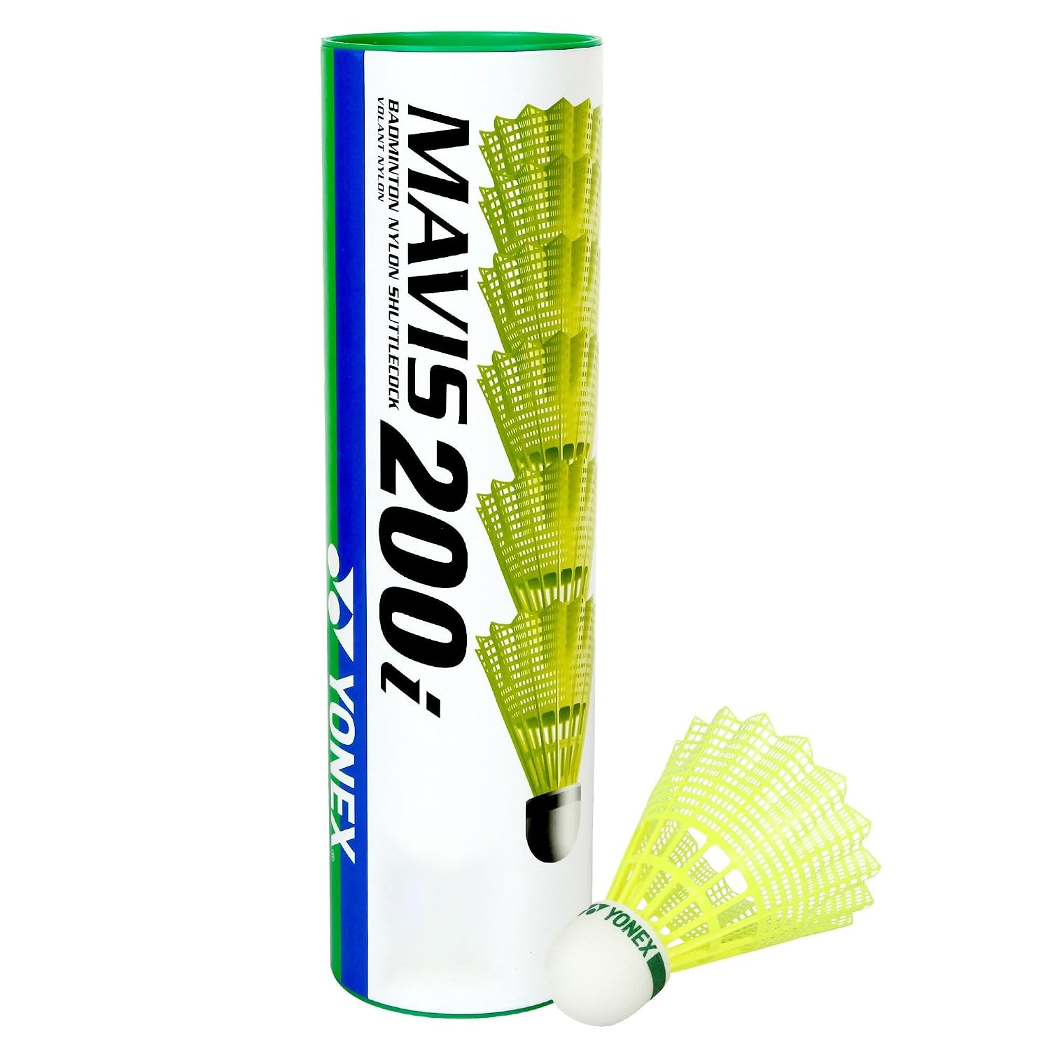 Yonex Mavis 200i Nylon Badminton Shuttlecocks (Yellow, Medium Speed) | Flight Stability | Synthetic Cork