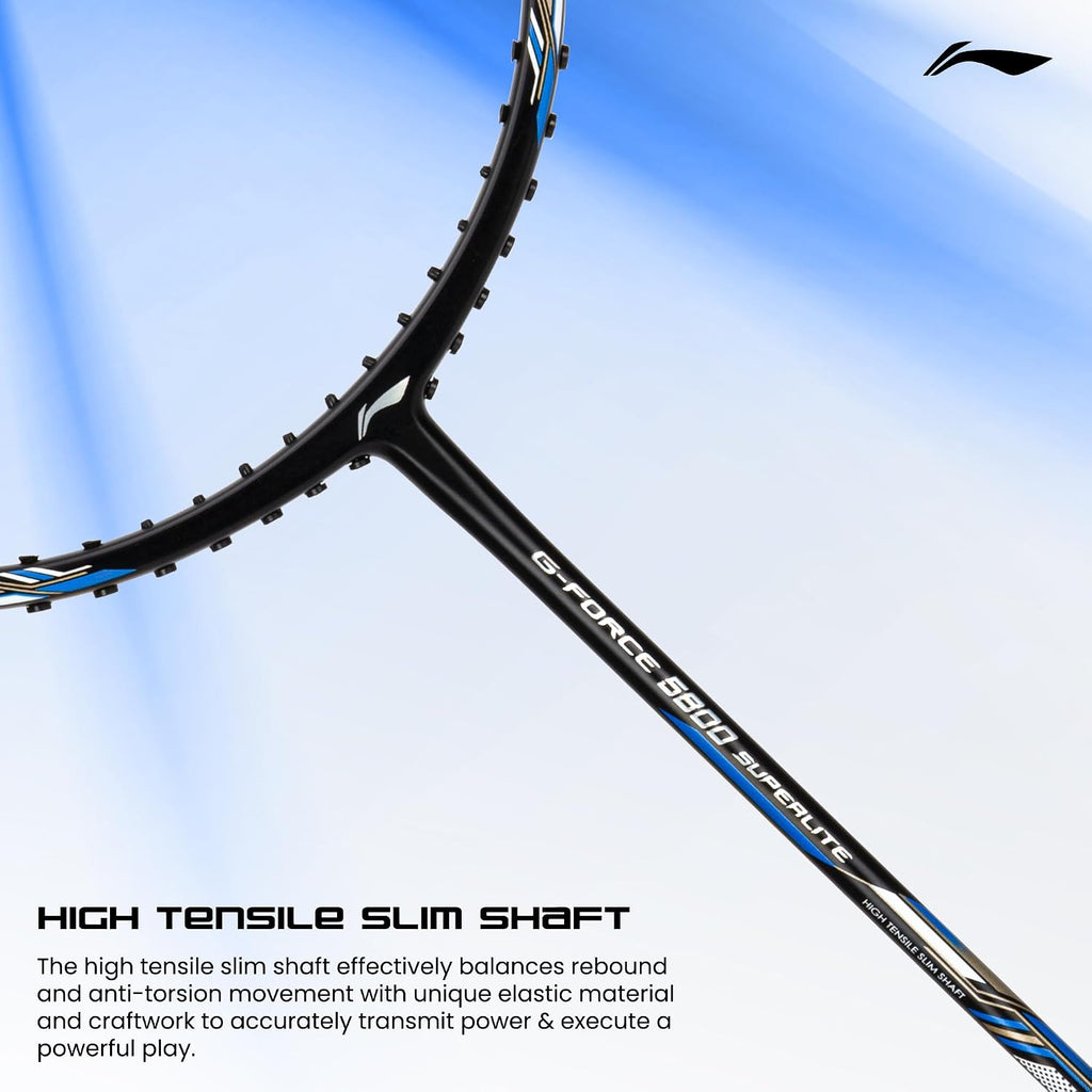Li-Ning G-Force 5k Superlite Badminton Racket with Full Cover | 78 Grams | Max Tension : ≤30 lbs | Enhanced Control, Fast Swing Speed & Aero Frame Tech