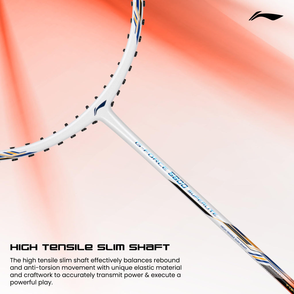 Li-Ning G-Force 5k Superlite Badminton Racket with Full Cover | 78 Grams | Max Tension : ≤30 lbs | Enhanced Control, Fast Swing Speed & Aero Frame Tech