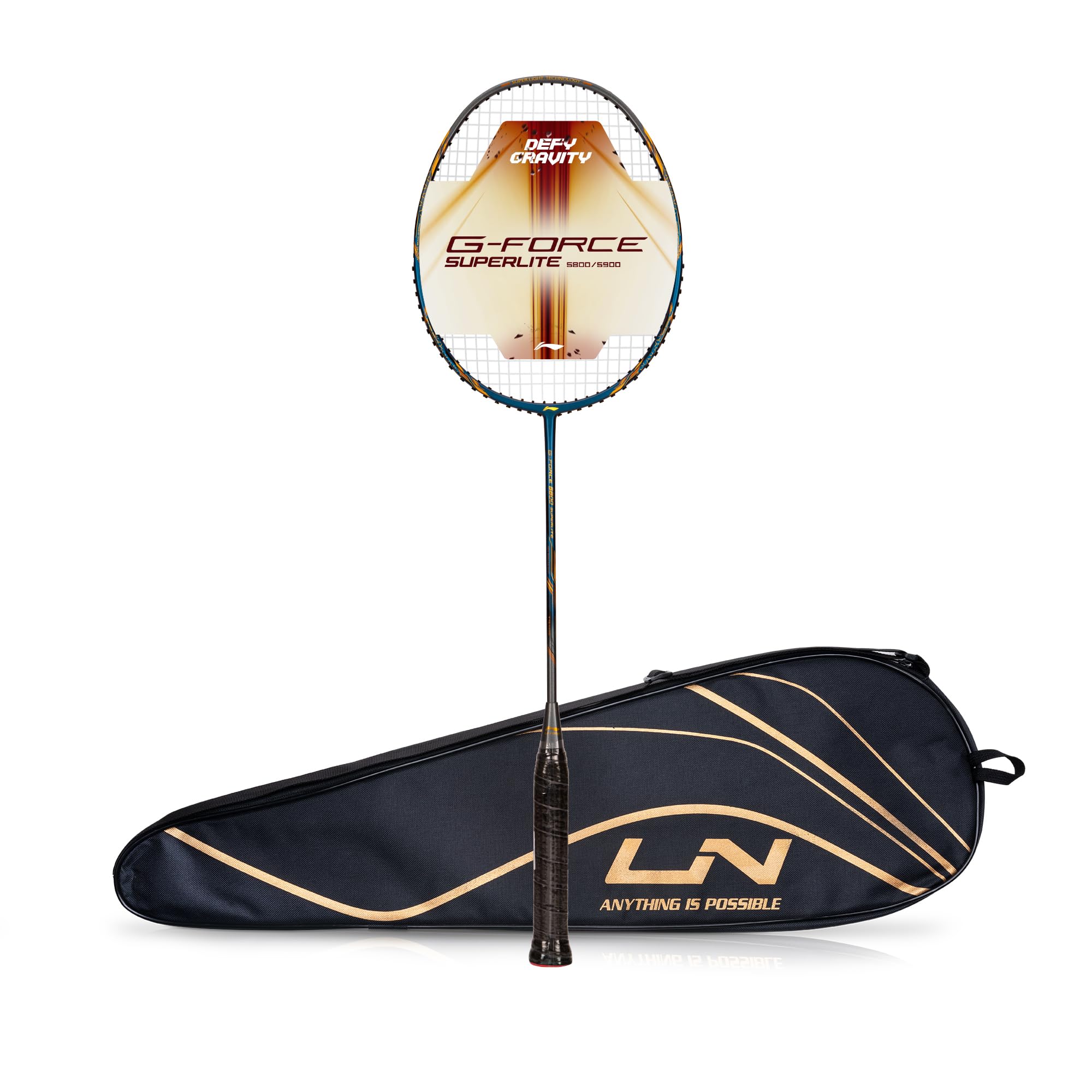 Li-Ning G-Force 5k Superlite Badminton Racket with Full Cover | 78 Grams | Max Tension : ≤30 lbs | Enhanced Control, Fast Swing Speed & Aero Frame Tech