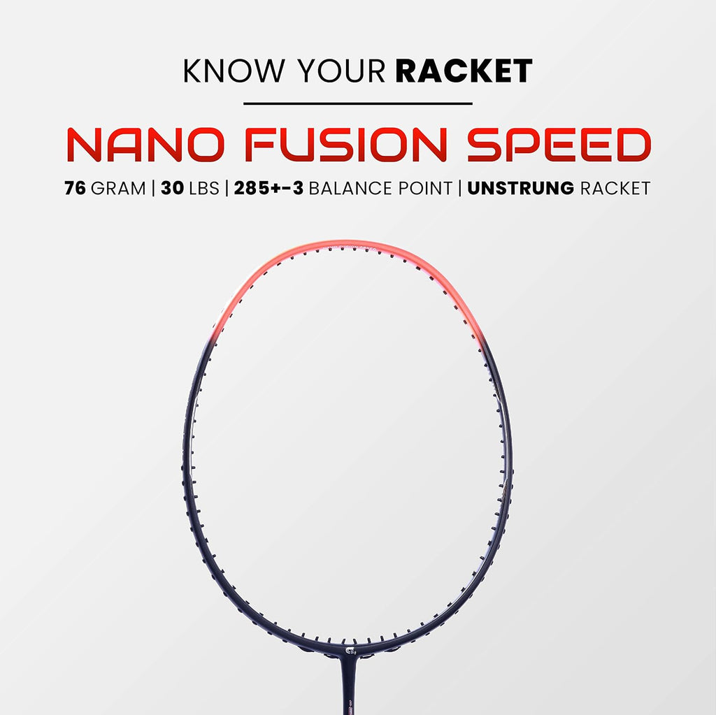 Apacs Nano Fusion Graphite Speed 722, 76g, 30LBS, Ultra Lightweight Unstrung Badminton Racket with Full