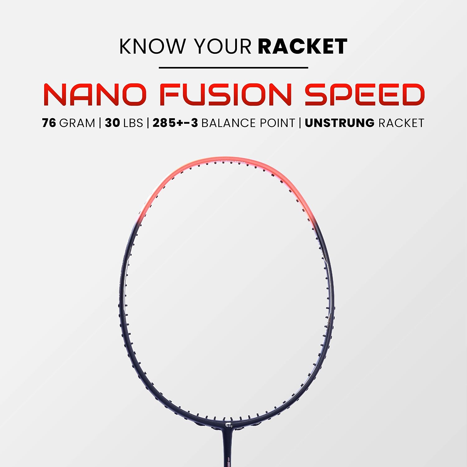 Apacs Nano Fusion Graphite Speed 722, 76g, 30LBS, Ultra Lightweight Unstrung Badminton Racket with Full
