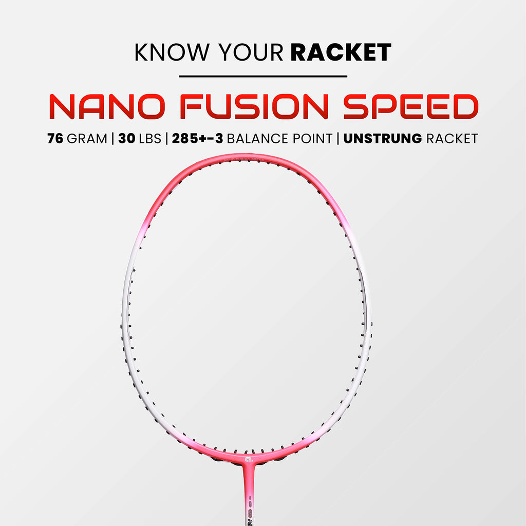 Apacs Nano Fusion Graphite Speed 722, 76g, 30LBS, Ultra Lightweight Unstrung Badminton Racket with Full