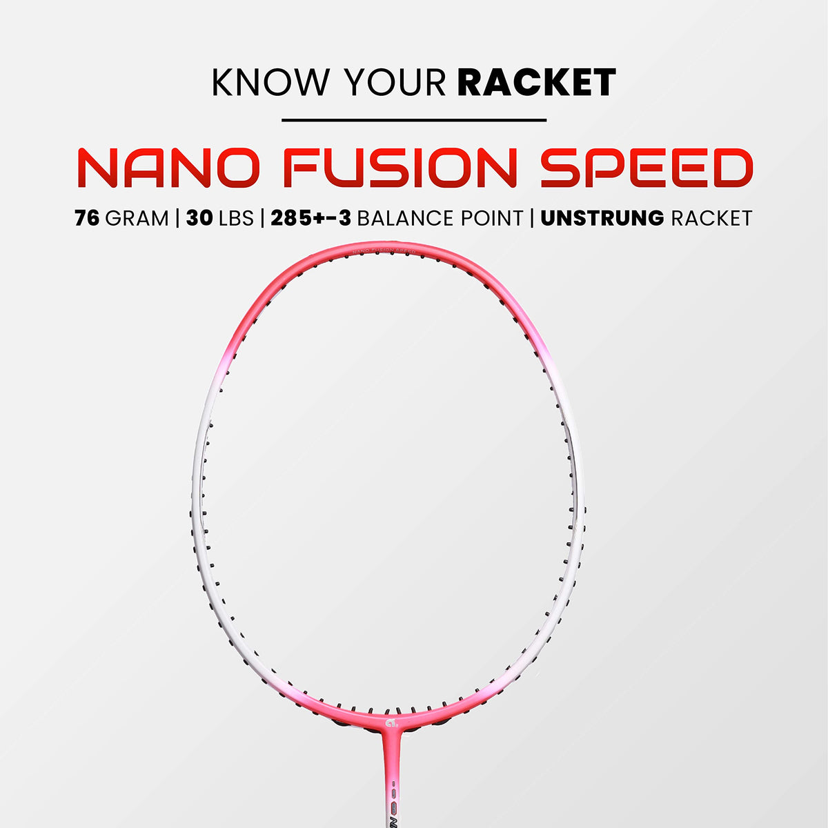 Apacs Nano Fusion Graphite Speed 722, 76g, 30LBS, Ultra Lightweight Unstrung Badminton Racket with Full