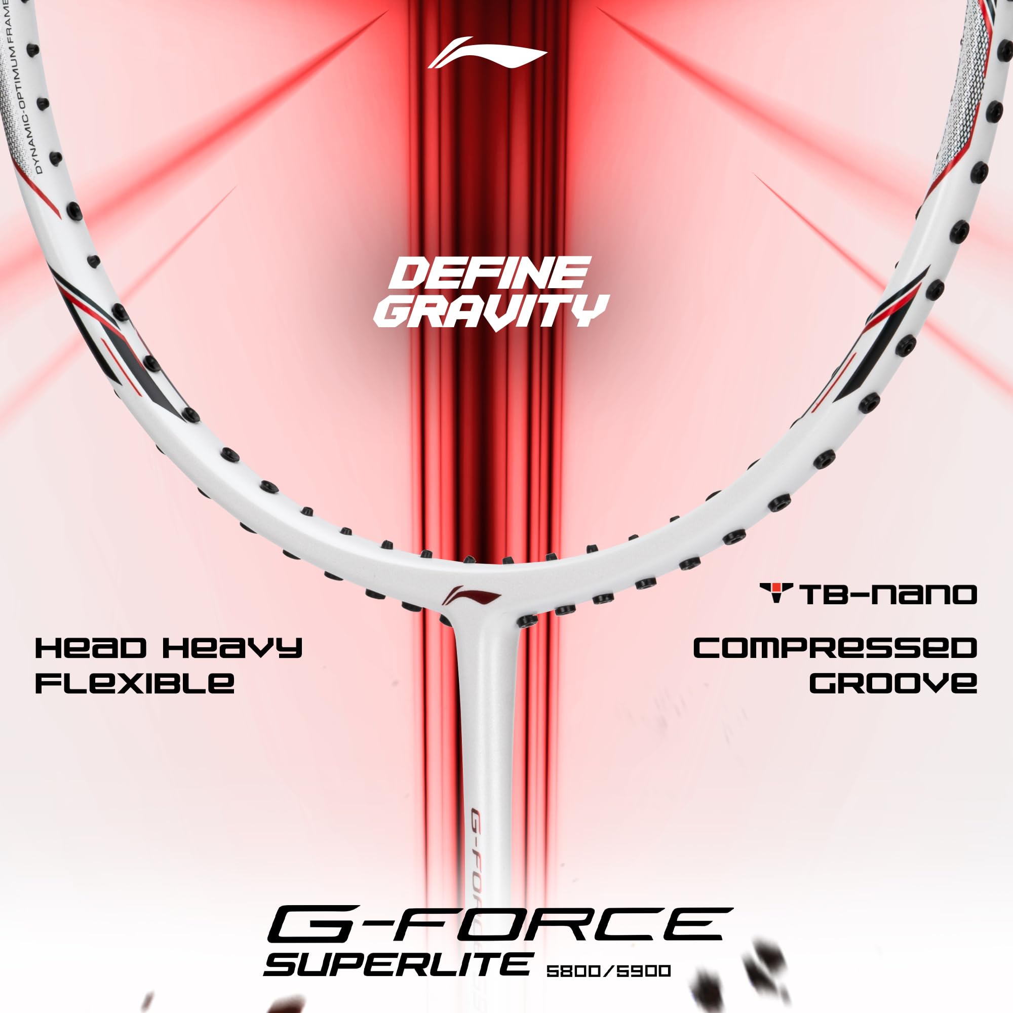 Li-Ning G-Force 5k Superlite Badminton Racket with Full Cover | 78 Grams | Max Tension : ≤30 lbs | Enhanced Control, Fast Swing Speed & Aero Frame Tech