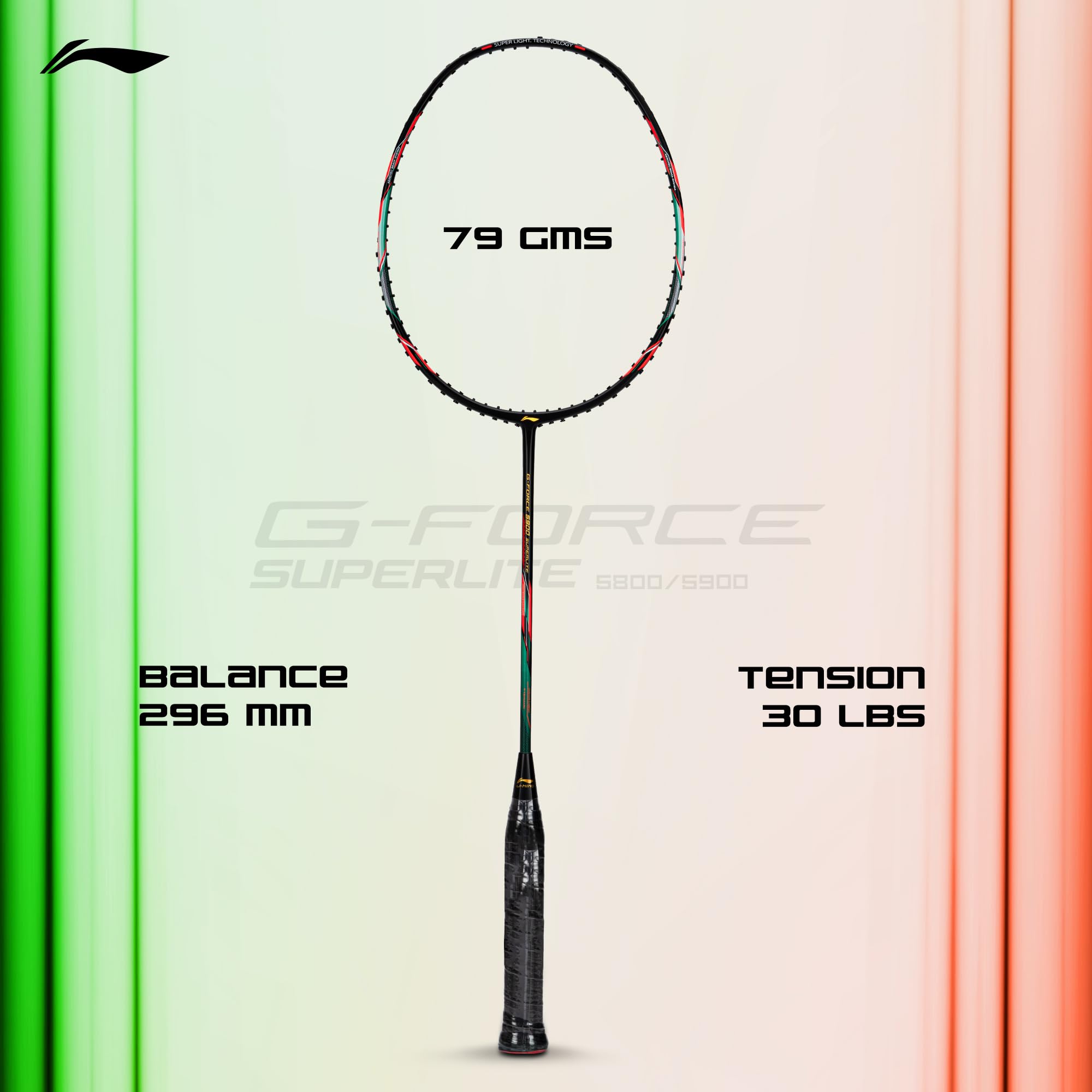 Li-Ning G-Force 5k Superlite Badminton Racket with Full Cover | 78 Grams | Max Tension : ≤30 lbs | Enhanced Control, Fast Swing Speed & Aero Frame Tech