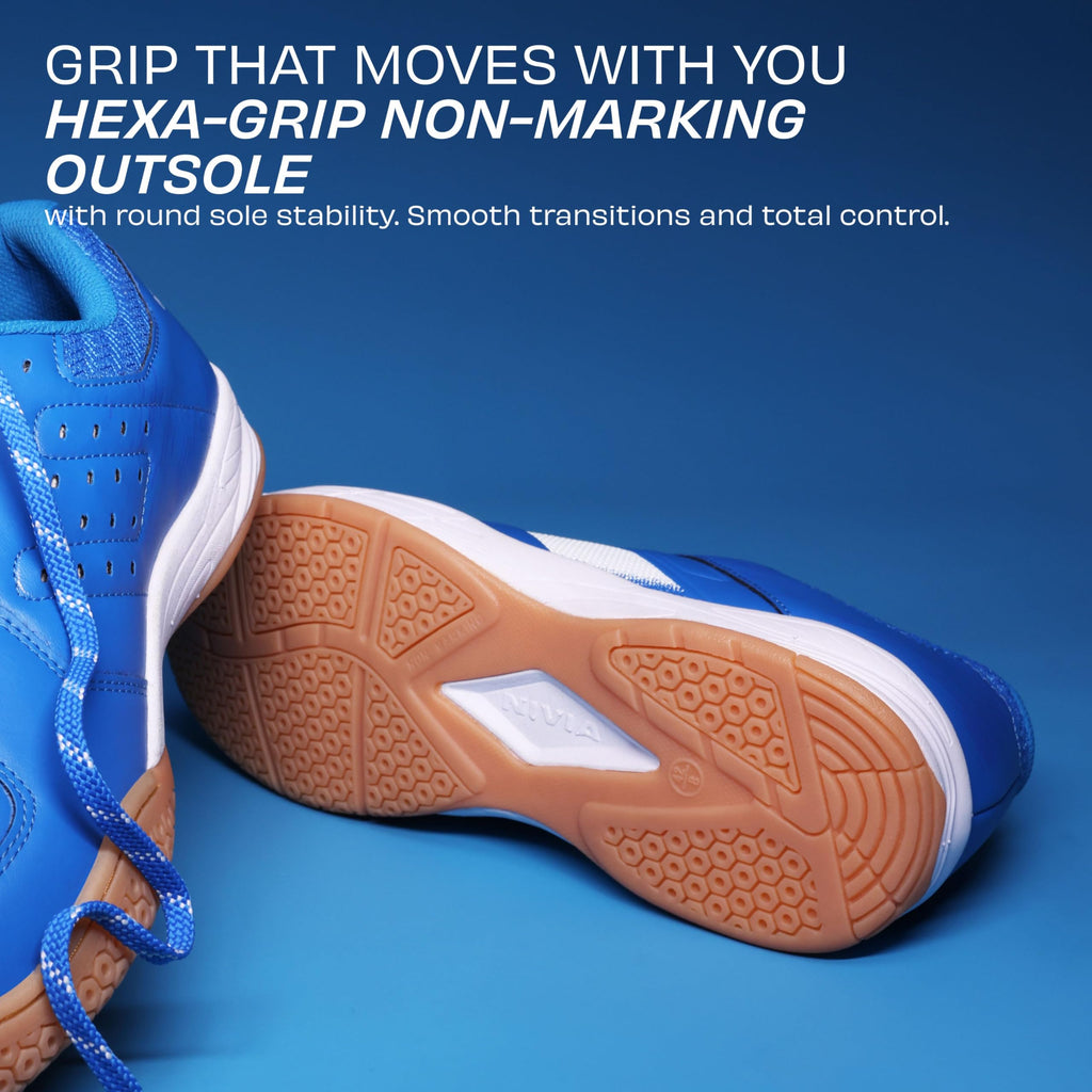 Nivia Appeal 4.0 Non-Marking Badminton Shoes for Men, Duofoam Midsole, Hexa-Grip Outsole, Breathable Mesh Upper, Neutral Arch Fit, Lightweight Cushioning & Stability
