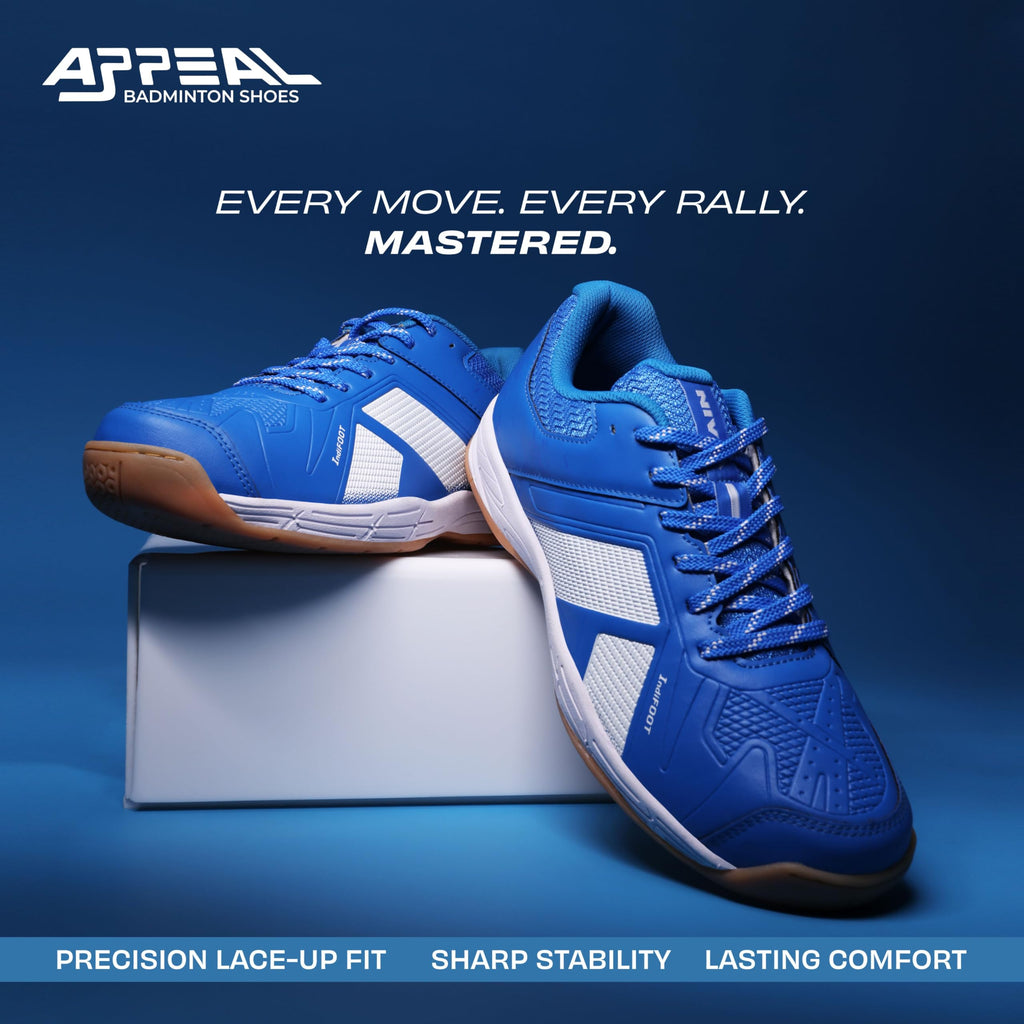 Nivia Appeal 4.0 Non-Marking Badminton Shoes for Men, Duofoam Midsole, Hexa-Grip Outsole, Breathable Mesh Upper, Neutral Arch Fit, Lightweight Cushioning & Stability