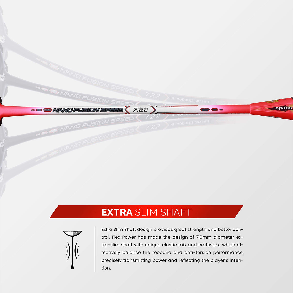 Apacs Nano Fusion Graphite Speed 722, 76g, 30LBS, Ultra Lightweight Unstrung Badminton Racket with Full