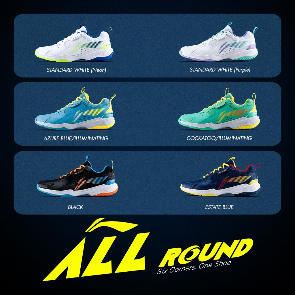 Li-Ning All Round Non Marking Badminton Shoes | All Indoor Sports | Lightweight, Breathable, Grippy & Durable | High Rebound Cushioning | Stable Heel Support