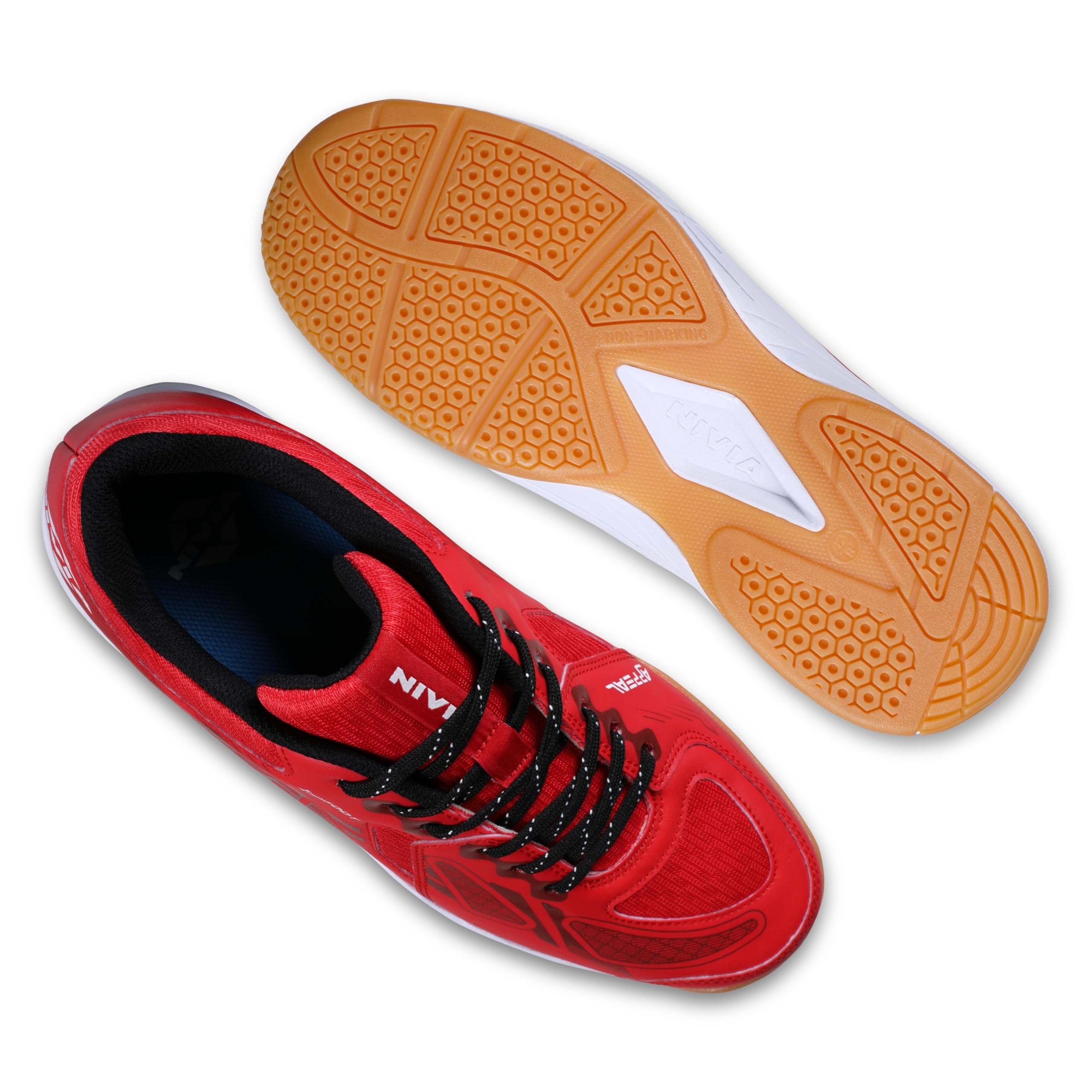 Nivia Appeal 4.0 Non-Marking Badminton Shoes for Men, Duofoam Midsole, Hexa-Grip Outsole, Breathable Mesh Upper, Neutral Arch Fit, Lightweight Cushioning & Stability