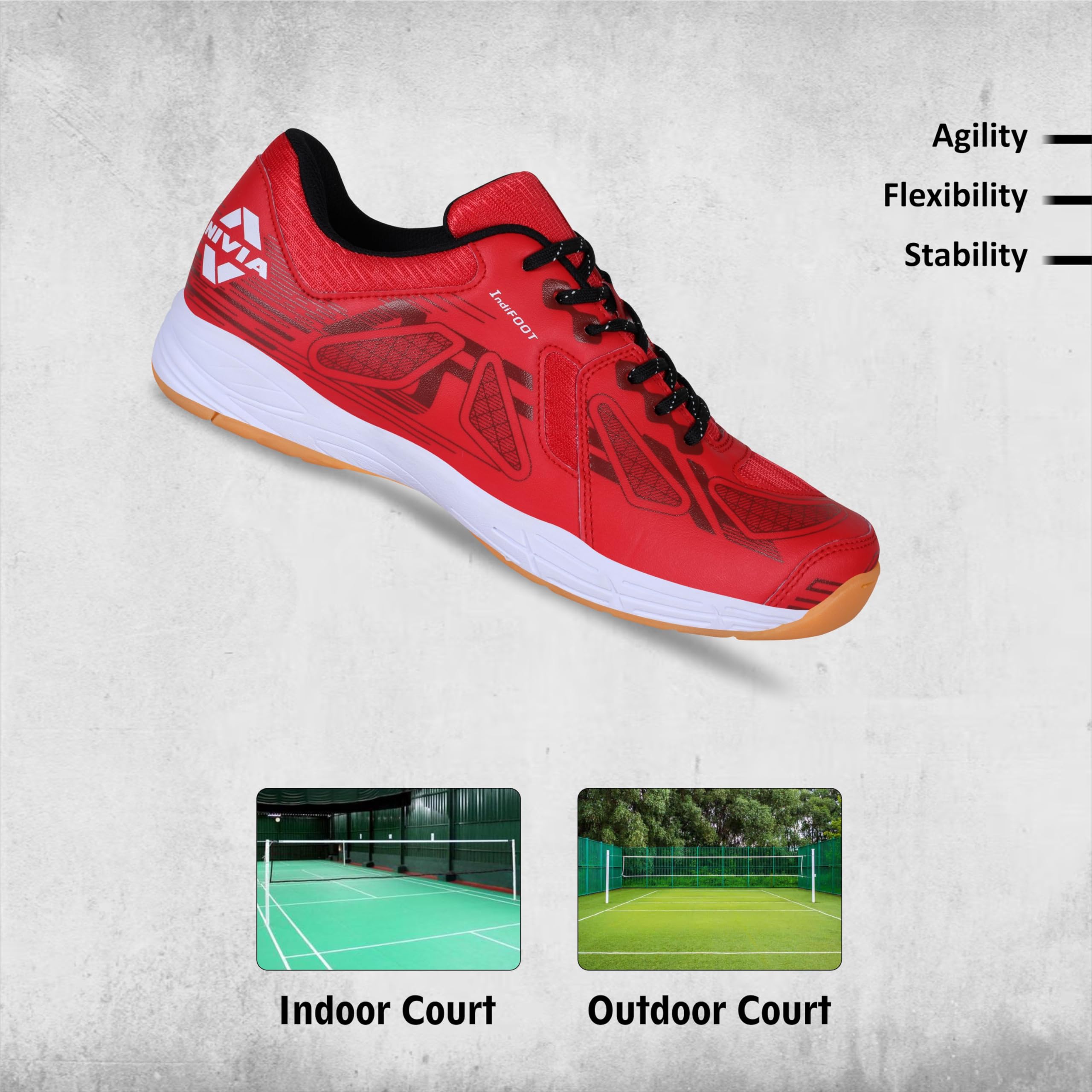 Nivia Appeal 4.0 Non-Marking Badminton Shoes for Men, Duofoam Midsole, Hexa-Grip Outsole, Breathable Mesh Upper, Neutral Arch Fit, Lightweight Cushioning & Stability