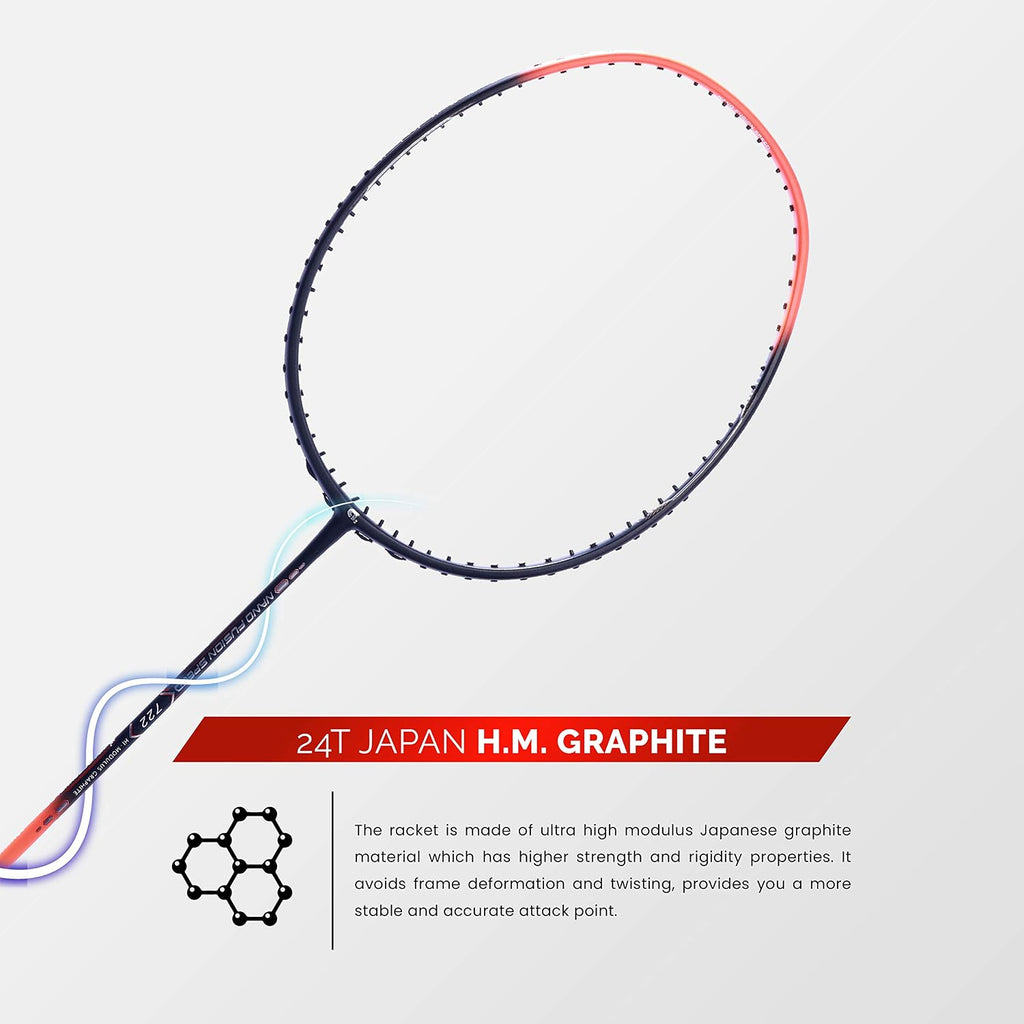 Apacs Nano Fusion Graphite Speed 722, 76g, 30LBS, Ultra Lightweight Unstrung Badminton Racket with Full
