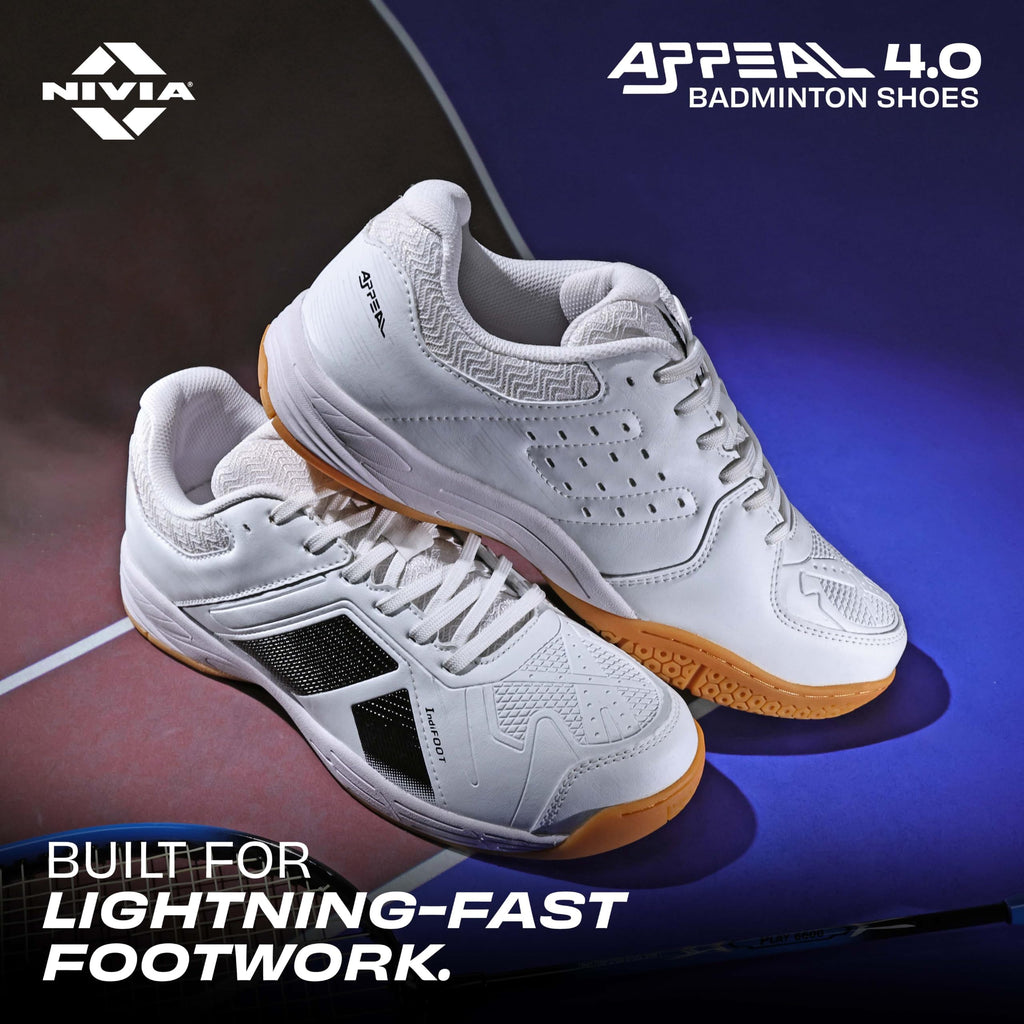 Nivia Appeal 4.0 Non-Marking Badminton Shoes for Men, Duofoam Midsole, Hexa-Grip Outsole, Breathable Mesh Upper, Neutral Arch Fit, Lightweight Cushioning & Stability
