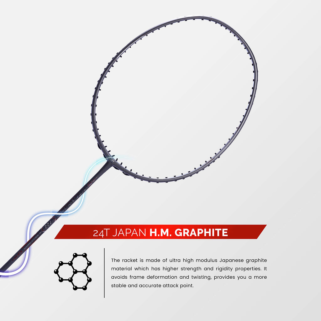 Apacs Nano Fusion Graphite Speed 722, 76g, 30LBS, Ultra Lightweight Unstrung Badminton Racket with Full