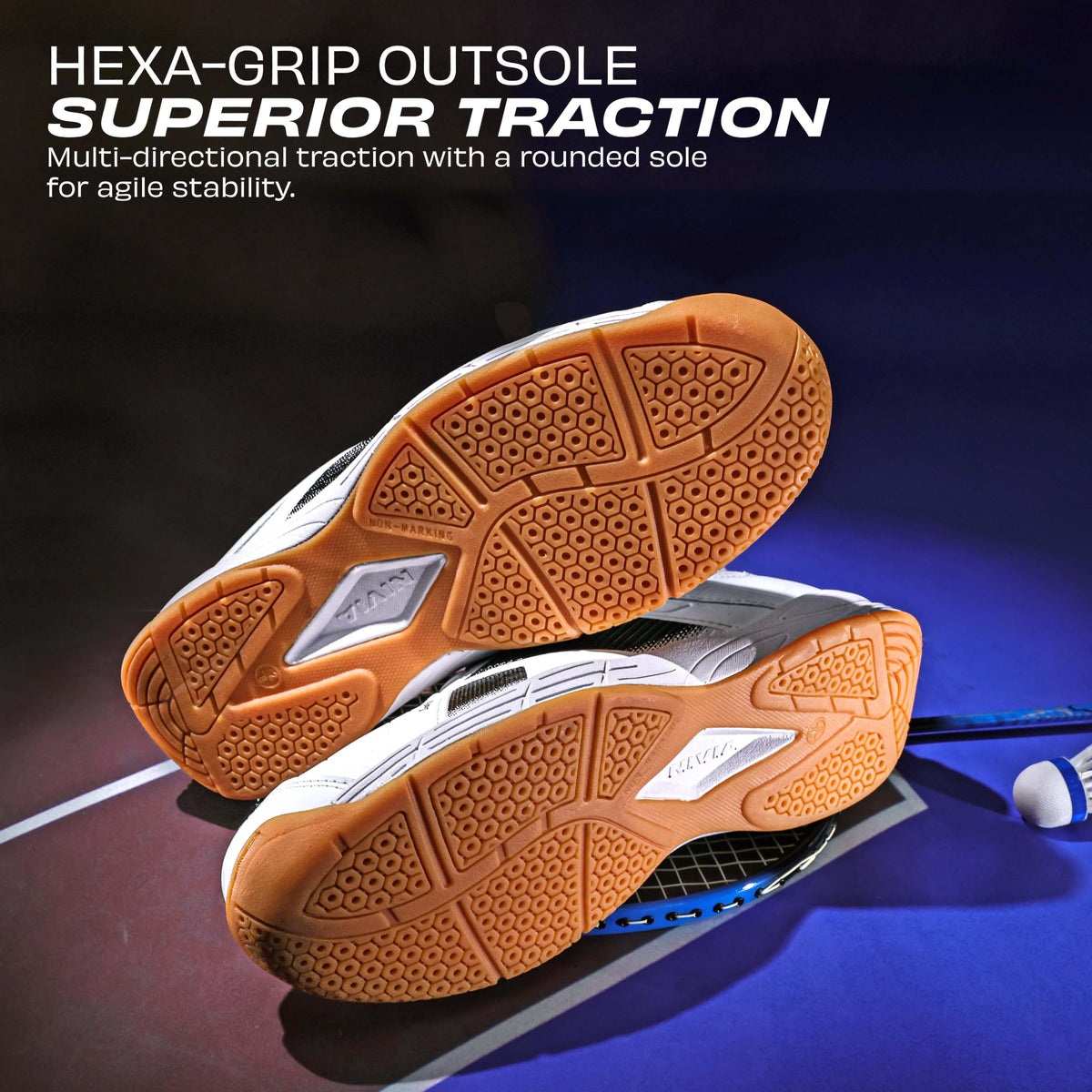 Nivia Appeal 4.0 Non-Marking Badminton Shoes for Men, Duofoam Midsole, Hexa-Grip Outsole, Breathable Mesh Upper, Neutral Arch Fit, Lightweight Cushioning & Stability