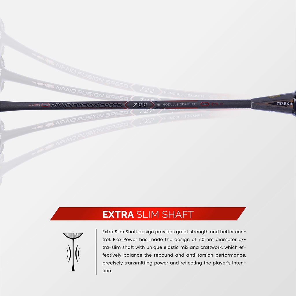 Apacs Nano Fusion Graphite Speed 722, 76g, 30LBS, Ultra Lightweight Unstrung Badminton Racket with Full