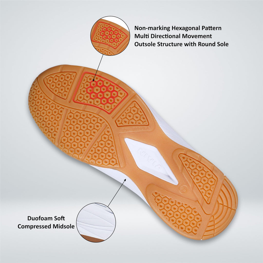 Nivia Appeal 4.0 Non-Marking Badminton Shoes for Men, Duofoam Midsole, Hexa-Grip Outsole, Breathable Mesh Upper, Neutral Arch Fit, Lightweight Cushioning & Stability