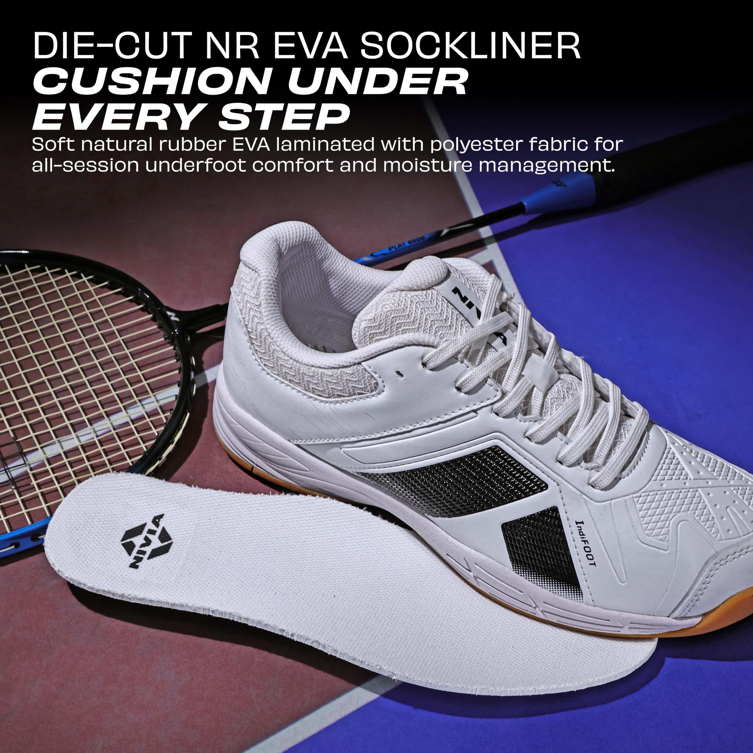 Nivia Appeal 4.0 Non-Marking Badminton Shoes for Men, Duofoam Midsole, Hexa-Grip Outsole, Breathable Mesh Upper, Neutral Arch Fit, Lightweight Cushioning & Stability