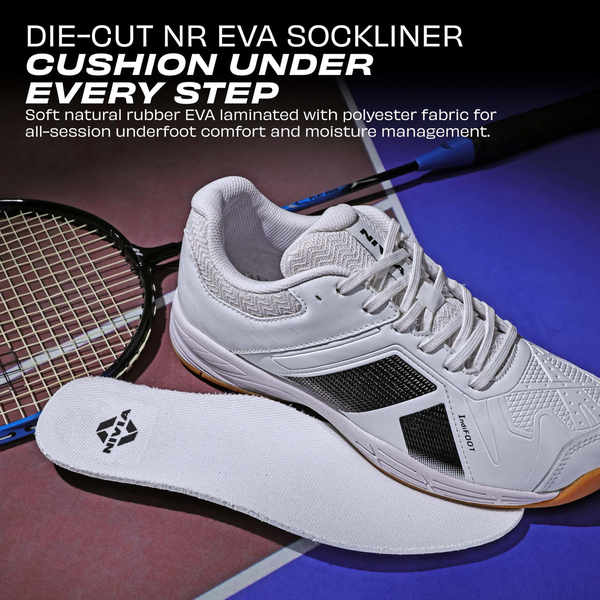 Nivia Appeal 4.0 Non-Marking Badminton Shoes for Men, Duofoam Midsole, Hexa-Grip Outsole, Breathable Mesh Upper, Neutral Arch Fit, Lightweight Cushioning & Stability